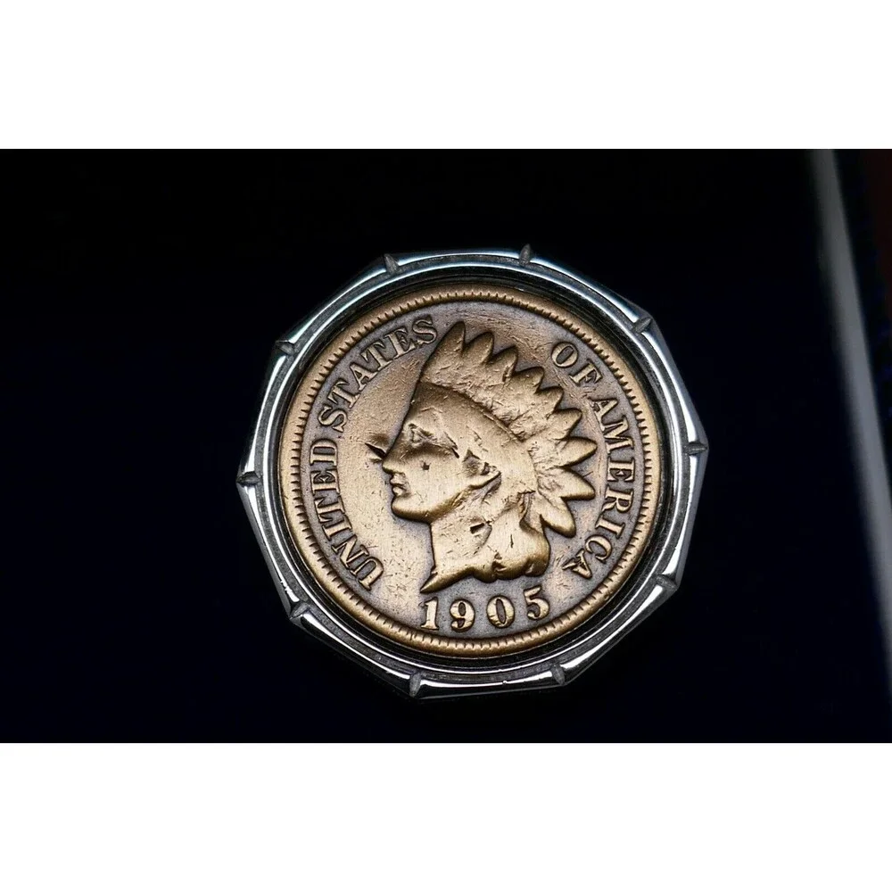 Swank 1905 1906 Indian Head Penny Coin Cufflinks